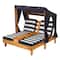 KidKraft Honey & Navy Double Chaise Lounge with Cup Holders